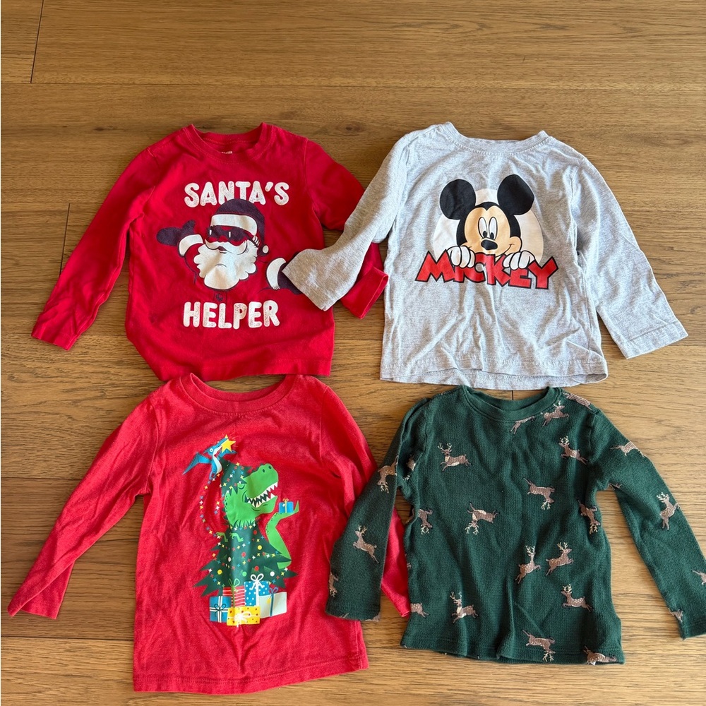 Baby boy toddler kids holiday Christmas long sleeve tees shirts 2T